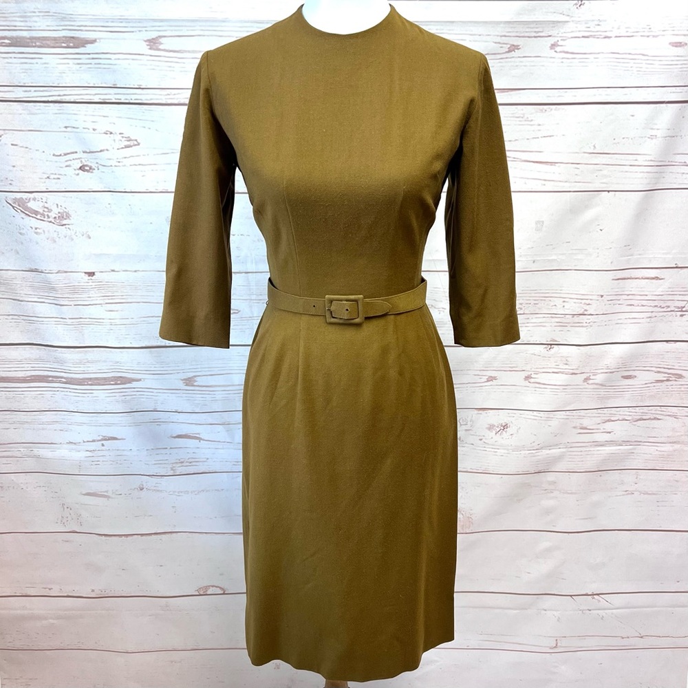 Vintage Mid Century MCM Pendleton Virgin Wool Belted Sheath Dress